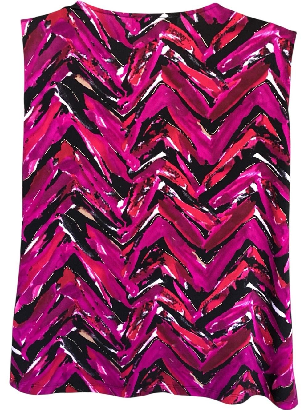 Jones Studio Plus Size 2X Sleeveless Cowl Neck Top in Vibrant Magenta Chevron - Picture 5 of 7